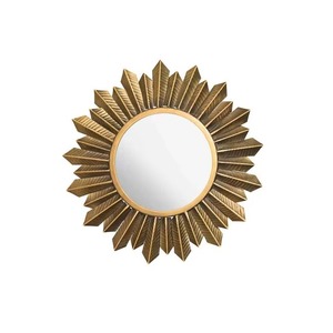 Miroir mural rond en métal très demandé avec un design en forme de soleil, cadre décoratif moderne - Product Image 1