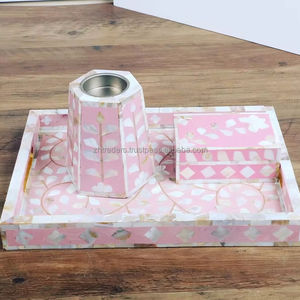 Ensemble de brûleur Bakhoor artistique de luxe perle lueur fabriqué à la main avec incrustation de nacre parfait pour EidRamadan décor de fête arabe - Product Image 1