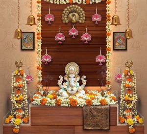 งานฝีมือไม้ MDF รูปดอกบัวสีชมพู ประดับพู่ห้อยมุก สำหรับตกแต่งบ้านในเทศกาลอินเดีย รอมฎอน งานแต่งงาน - Product Image 1