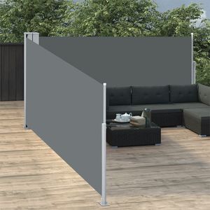Auvent latéral en polyester anthracite avec revêtement PU 39,4x393,7 po pour portes et fenêtres - Product Image 1