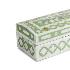 Boîte de rangement en nacre verte et blanche pour chambre à coucher, boîtes de rangement décoratives, boîte à bijoux en bois sculpté oriental, rectangulaire - Product Image 3