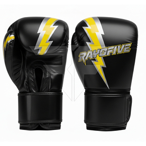 Gants de boxe en cuir de haute qualité, logo personnalisé, entraînement professionnel, évacuation de l'humidité, fermeture auto-agrippante, prix abordable, en vente - Product Image 2
