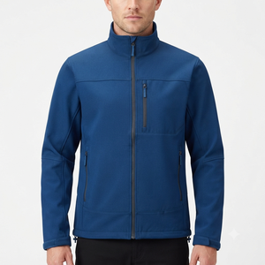 Veste bleue pour homme, fermeture éclair intégrale, col montant, coupe-vent, vêtement d'extérieur décontracté, coupe régulière, en polyester. - Product Image 2