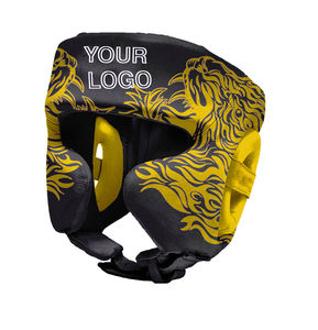 Casque de boxe en cuir intégral personnalisé et imprimé OEM avec protection mentonnière pour le kickboxing – Protège-têtes personnalisés - Product Image 3