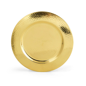 Plato de Presentación Dorado de Latón Martillado Hecho a Mano, 13 Pulgadas, Redondo, Estilo Chino Tradicional, Vajilla al Mejor Precio Competitivo - Product Image 1