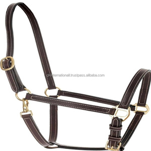 Harnais pour cheval en cuir noir et brun Havana, fait main, double couture, robuste, avec quincaillerie en laiton réglable - Product Image 3