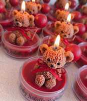 Bougie décorative esthétique pour fête d'enfants, souvenir, mini bougie ours avec ruban, bougie parfumée en cire de soja, cadeau unique pour filles, vente en gros