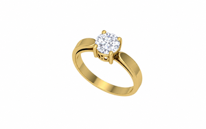 Anillo de compromiso solitario con diamante cultivado en laboratorio de 1.5 quilates, corte brillante clásico, en oro amarillo de 18k, con banda de boda personalizada para mujer. - Product Image 1