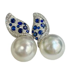 Boucles d'oreilles pendantes de luxe en perles naturelles rondes noires et vertes paon de 11-10 mm, plaquées rhodium sur argent pur à 100 % - Product Image 5