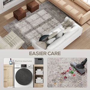 Tappeto Lavabile in Lavatrice 4x6 Stile Persiano Antiscivolo Marrone Chiaro Misto Tradizionale per Soggiorno e Camera da Letto - Product Image 6