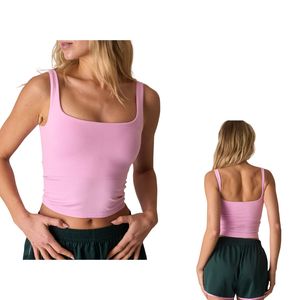 Custom Wholesale Women Seamless Square Neck Crop Tank <b>Top</b> Slim Fit Stretch Yoga Camisole Sleeveless Fitness Activewear - Product Image 1