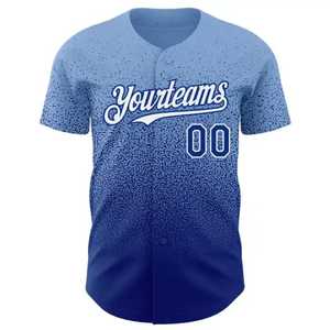 Camiseta de Béisbol Yourteams para Hombre, Manga Corta, Cuello en V, Degradado Azul, Sublimada, Absorbe la Humedad, Corte Regular, Ropa Deportiva para Adultos - Product Image 1