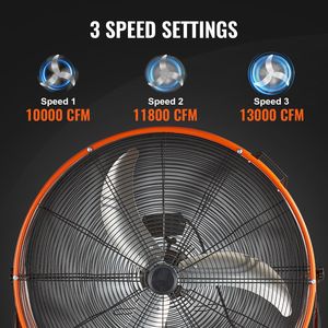 Ventilatore Industriale ad Alta Velocità da 30 Pollici, 3 Velocità, 13.000 CFM, Regolabile a 360°, per Uso Commerciale Intensivo - Product Image 3