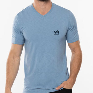 Camisetas ligeras de secado rápido 100% algodón para hombre, estampadas, con cuello en V, ropa de moda a bajo precio, camiseta holgada con cuello en V para hombre - Product Image 6