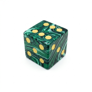 Dés en pierre de malachite et obsidienne D6, dés en pierre précieuse naturelle, dés en cristal gravés, ensembles de dés personnalisés - Product Image 1