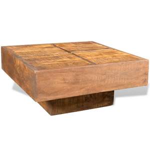 Mesa de Centro Pequeña y Resistente de Madera de Mango Marrón Sólido - Product Image 1