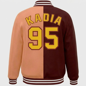 Vintage Spring Streetwear Bomber Jacket Customized Design Loose Fit with Stand Collar and Covered <b>Buttons</b> Men's Varsity Jackets - Product Image 3