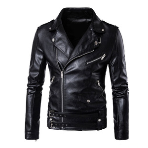 Veste en simili cuir pour homme, coupe-vent, zippée, style motard, décontractée, pour l'hiver - Product Image 3