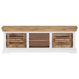Meuble TV en bois de manguier massif marron et blanc 46,5x11,8x15,7 pouces - Product Image 2