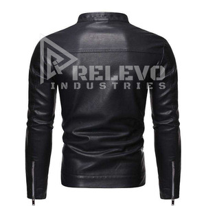 High Street Men's Gothic Biker <b>Jacket</b> <b>Punk</b> Leather Winter Eco-friendly Solid Zipper Silver Skull Cross Hardware Slim Fit Stand - Product Image 3