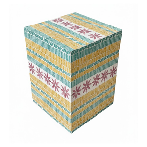 Mesa de Centro Redonda de Alta Calidad con Incrustaciones de Concha de Capiz Azul, Diseño de Mosaico de Nácar, Muebles de Lujo - Product Image 3