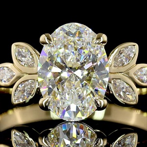 Anillo de Compromiso UNICORN JEWELS LR-539 con Diamante Ovalado de 1ct Cultivado en Laboratorio, Certificado IGI, Oro 10K/14K/18K, Diseño Clásico de Hoja - Product Image 3