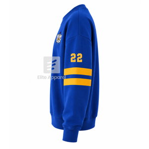 เสื้อสเวตเชิ้ตแบบมีฮู้ดระบายอากาศได้ดีของชมรมซิกมาแกมมาโร พร้อมโลโก้ปักด้านหน้า สีน้ำเงินทอง แขนยาว สำหรับผู้หญิง - Product Image 4