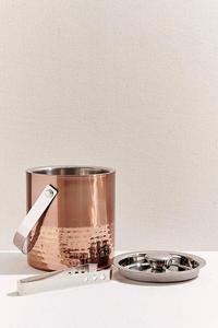 Seau à glace isotherme doré martelé avec intérieur métallique à double paroi, idéal pour les cocktails, l'équipement de bar et la décoration élégante - Product Image 5
