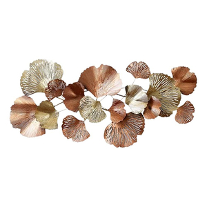 Vente directe usine – Décoration murale en métal feuille de Ginkgo dorée fantaisie, forme ronde, art mural en métal de luxe, affichage décoratif en fer, prix bas - Product Image 4