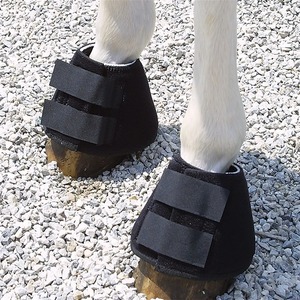 <b>Black</b> Neoprene Horse Bell Boots Double <b>Velcro</b> Strap Protective Leg Wraps - Product Image 5