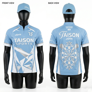 เสื้อดาร์ทชาย 150 GSM โพลีเอสเตอร์พรีเมียม ระบายอากาศได้ดี สีเขียวมะนาว ดีไซน์แผงสีดำ พิมพ์ลายแบบ Sublimation โลโก้สั่งทำได้ - Product Image 2