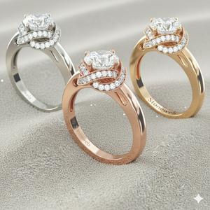 Anillo de Compromiso Estilo Vintage con Halo de Milgrain Infinito - Product Image 4