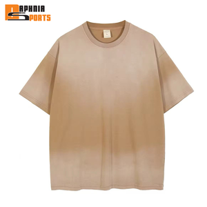 Camiseta de algodón vintage desgastada al por mayor de fábrica, de manga corta, cuello redondo, hombros caídos, oversize, con lavado ácido para hombre - Product Image 4