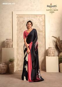 New Arrival Crepe Silk with Printed Design <b>Saree</b>-<b>Blouse</b> Set Collection Manufacturer from Surat At Wholesale Rate - Product Image 2