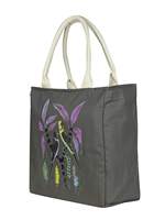 Bolsa de Lona Verde con Estampado de Lobo para Compras y Uso Diario