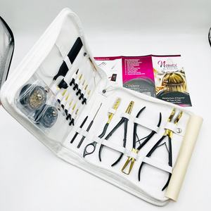 Kit d'outils Rexene blanc pour outils d'extension de cheveux en noir et or Outils de soins capillaires pour salon de coiffure - Product Image 2