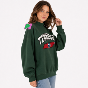 Sweat-shirt à col montant pour femme avec inscription TENNESSEE et appliqué carte, épais et lourd, idéal pour l'hiver - Product Image 3