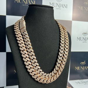 Collar de Cadena de Eslabones con Diamantes Moissanite VVS, Chapado en Oro Rosa de Alta Calidad, Plata de Ley 925, Estilo Hip Hop, para Hombre, para Fiestas - Product Image 4
