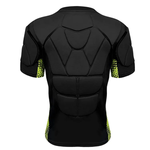 Camiseta de Fútbol Negra Acolchada para Hombre con Patrón de Puntos Verde Neón, Manga Corta, Cuello en V, Ajustada, con Protección para Deportes de Contacto - Product Image 3