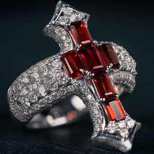<b>Cross</b> Gemstone <b>Ring</b> Claddagh Inspired <b>Silver</b> Plated Unisex Wedding Party Jewelry - Product Image 2