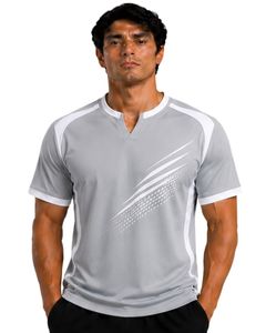 Taupe And <b>White</b> Men Performance T Shirt Short Sleeve Athletic Sports Jersey Quick Dry Breathable Gym Training Custom Team Wear - Product Image 1