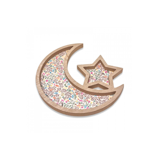 Bandeja de madera con forma de luna y estrella para servir comida, queso, pan, té, café, bandeja decorativa para joyas, llaves, velas - Product Image 1