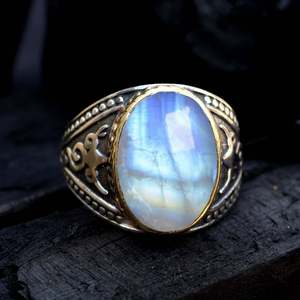 Wholesale Natural Rainbow <b>Moonstone</b> <b>Ring</b> 925 Sterling Silver Handmade <b>Moonstone</b> Statement <b>Ring</b> Genuine Gemstone Jewelry - Product Image 4