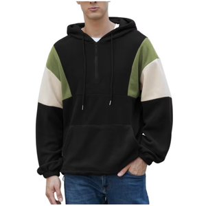 Sudadera con capucha para hombre, diseño colorblock, forro polar Sherpa, gruesa, para invierno - Product Image 1