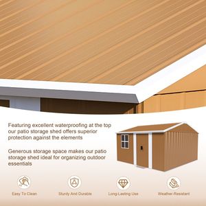 Capanno da Giardino in Metallo Resistente 12x10 FT, Impermeabile, con Finestre, Porta Chiudibile a Chiave e Ventilazione - per Stoccaggio in Giardino - Product Image 3