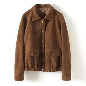 4263 Hot Sale Loose Goatskin Coat American Retro Style Brown Turn-down Collar <b>Suede</b> <b>Jackets</b> for <b>Women</b> - Product Image 4