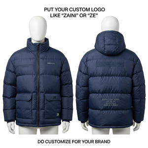 Men Long Puffer <b>Jacket</b> 190 GSM Polyester Taslon Hooded Dark <b>Pink</b> Quilted Panel Windproof <b>Waterproof</b> Thick OEM ODM - Product Image 1