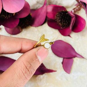 Mermaid Tail Design <b>ring</b> Moonstone <b>Rings</b> Gold plated <b>Brass</b> Open <b>Rings</b> for Women - Product Image 4