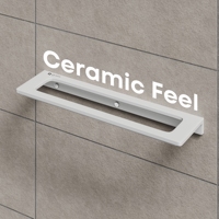 Porte-serviettes mural simple en acier inoxydable blanc, support flottant à cadre ouvert pour salle de bain