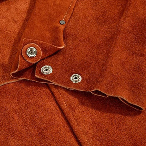 Tablier de soudeur en cuir de vachette pleine fleur avec manches en polyester, résistant aux flammes, grande taille, pour travaux lourds - Product Image 6